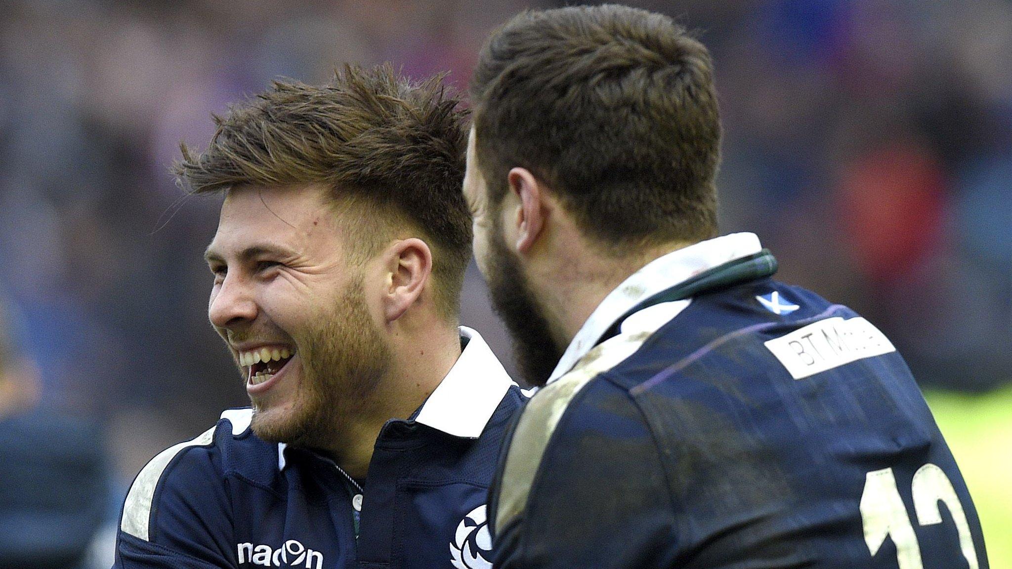 Scotland's Ali Price celebrates against Wales