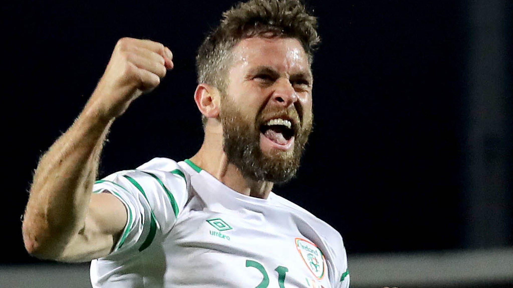 Republic forward Daryl Murphy celebrates scoring against Serbia in last September's qualifier in Belgrade