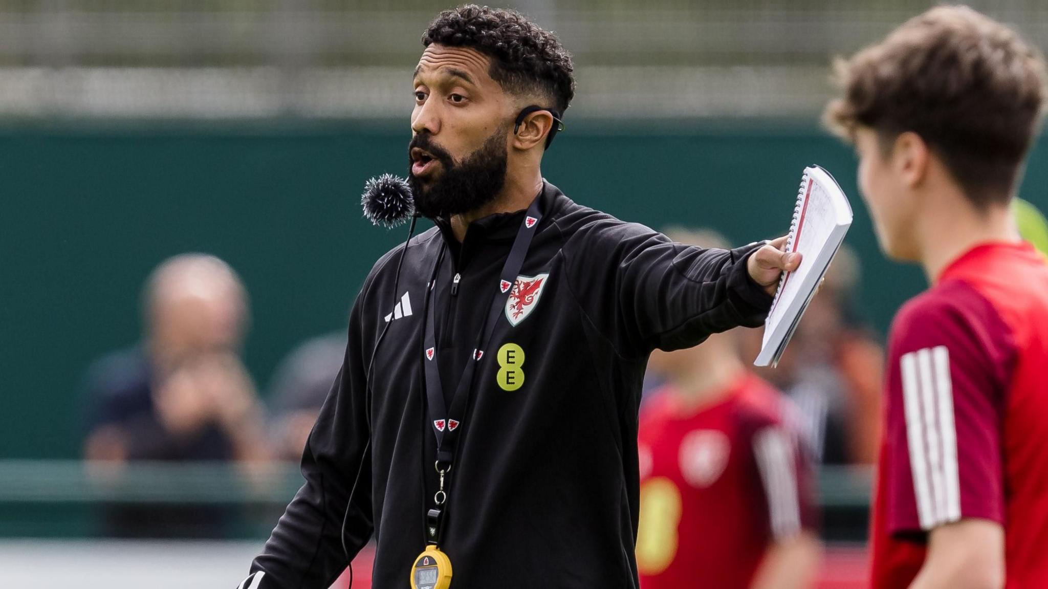 Gael Clichy takes a coaching session during the FAW Pro Licence course
