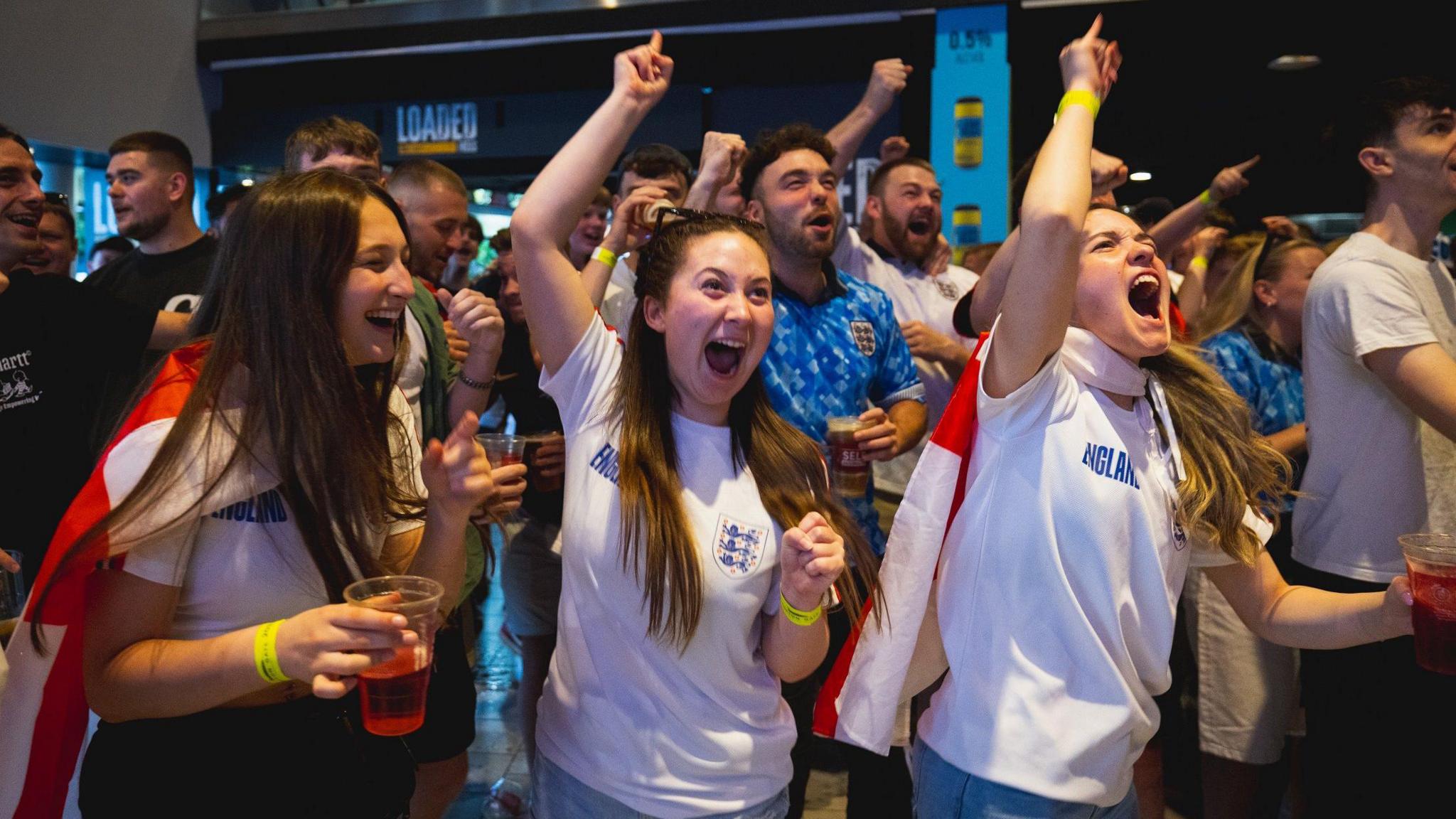 Fans cheering for joy 