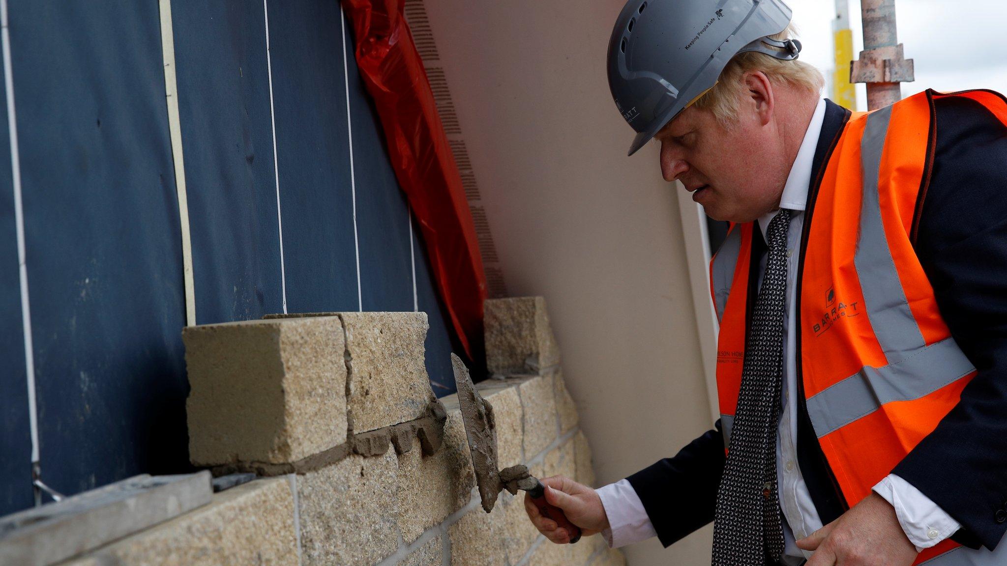 Boris Johnson at a building site