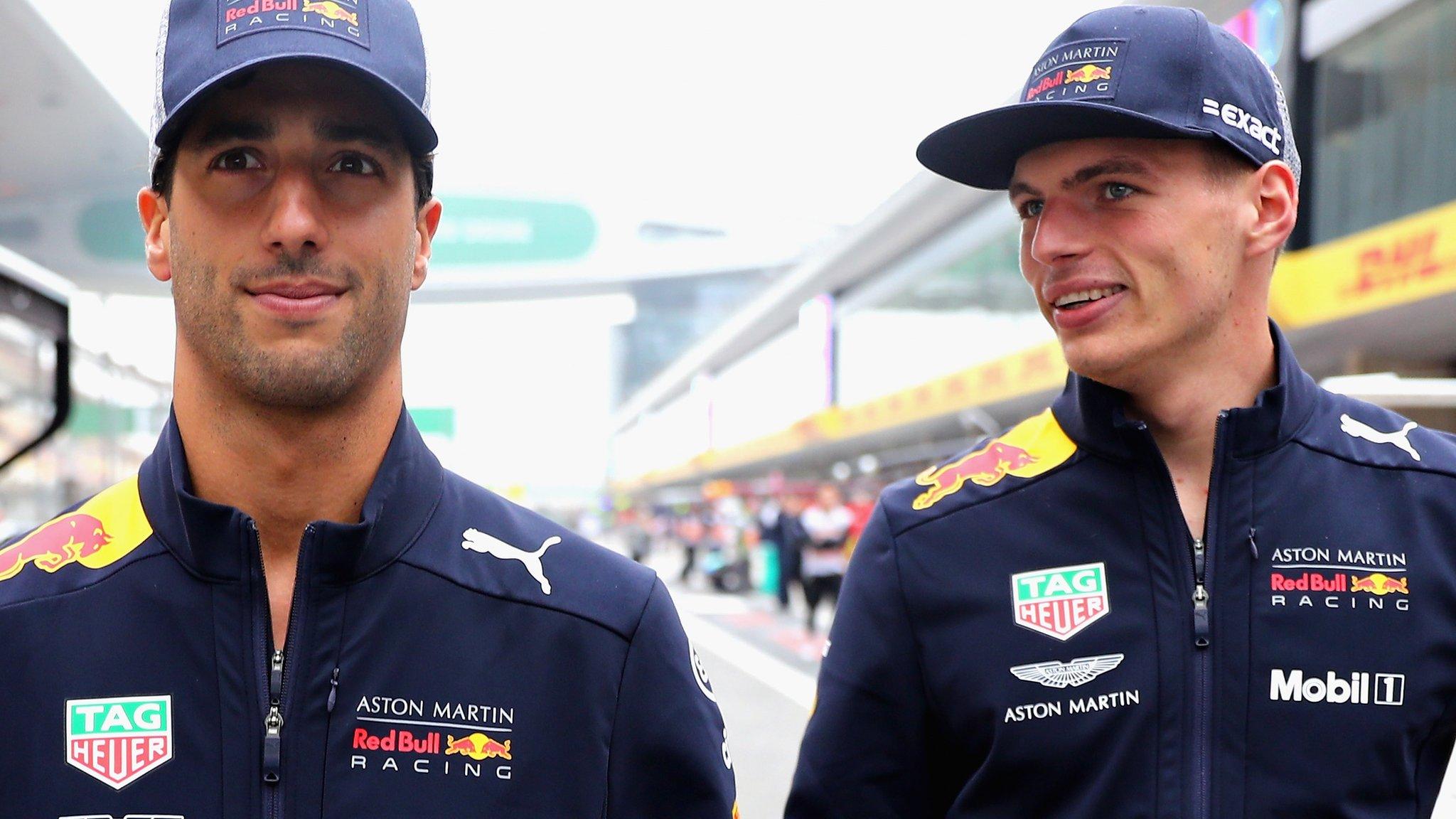 Red Bull's Daniel Ricciardo and Max Verstappen