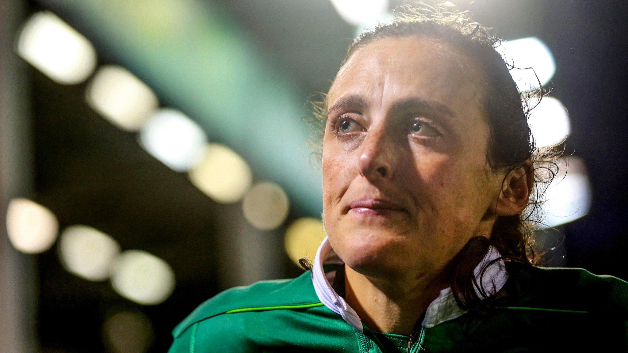 Hannah Tyrrell shows her disappointment after Ireland's defeat by France