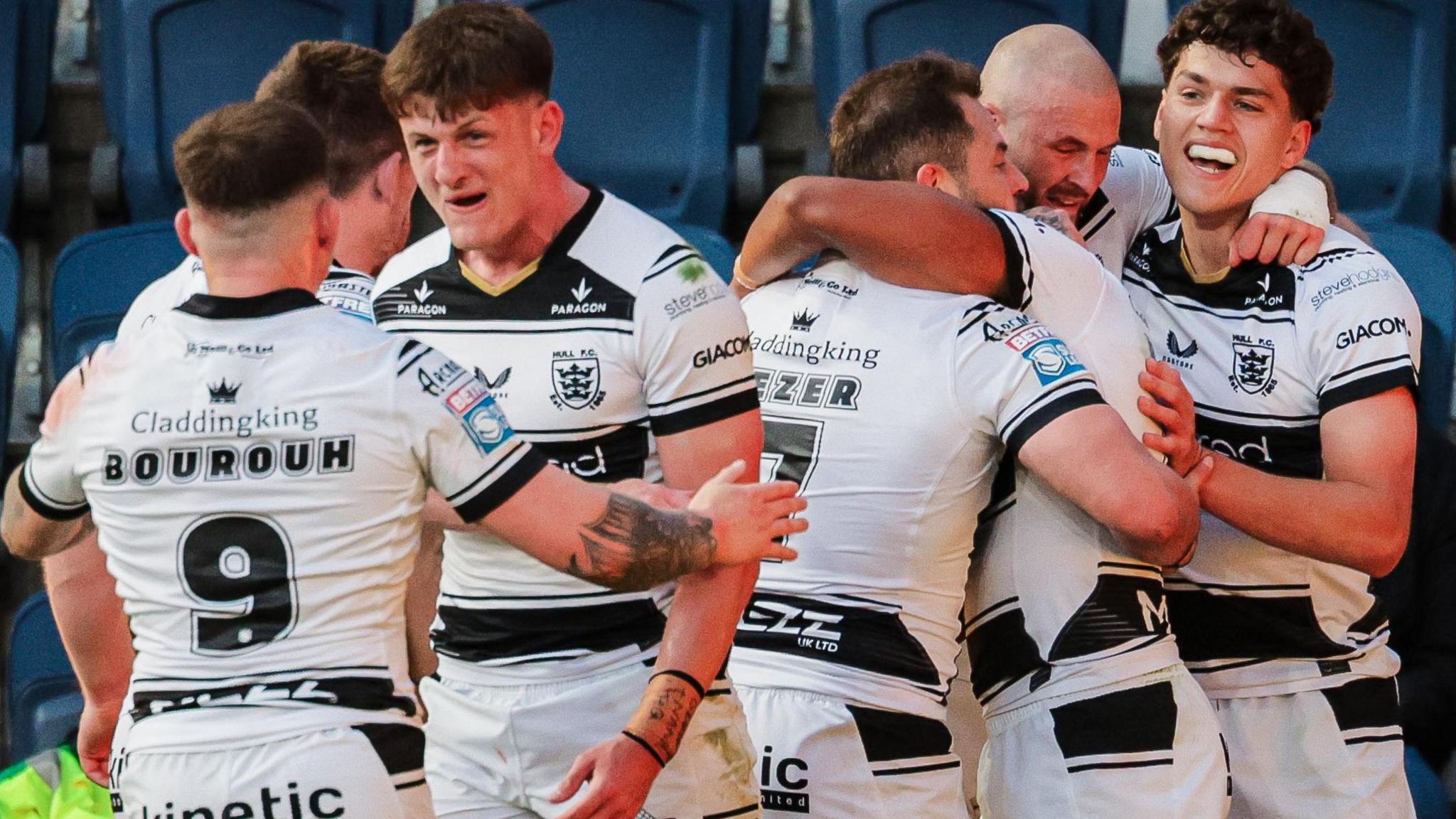 Lewis Martin scoring a try for Super League rugby league team Hull FC