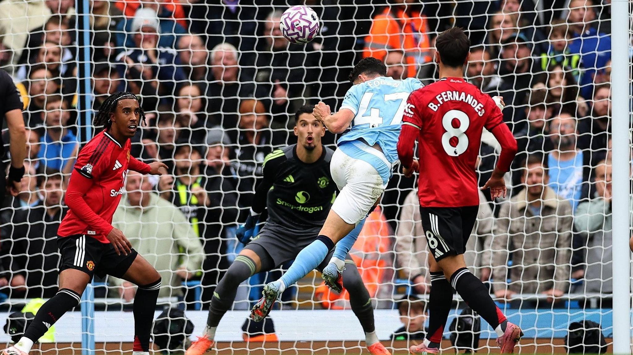 Foden was unmarked when he ran into the box to head home Jeremy Doku's cross and put Manchester City ahead