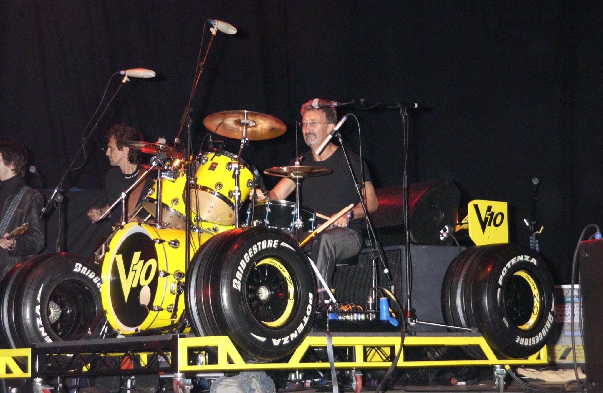 Eddie Jordan playing the drums