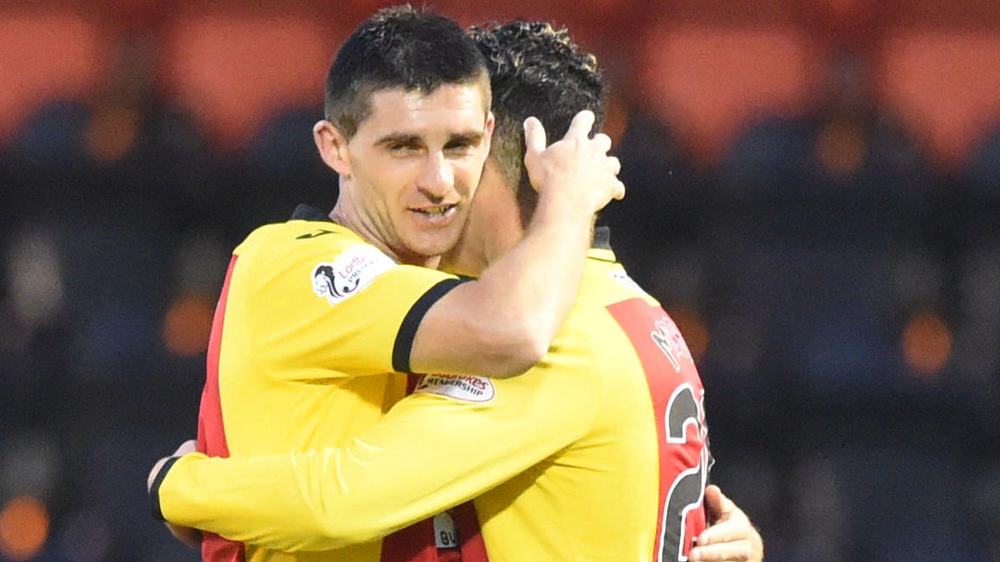 Partick Thistle's Kris Doolan (left) celebrates scoring the opening goal