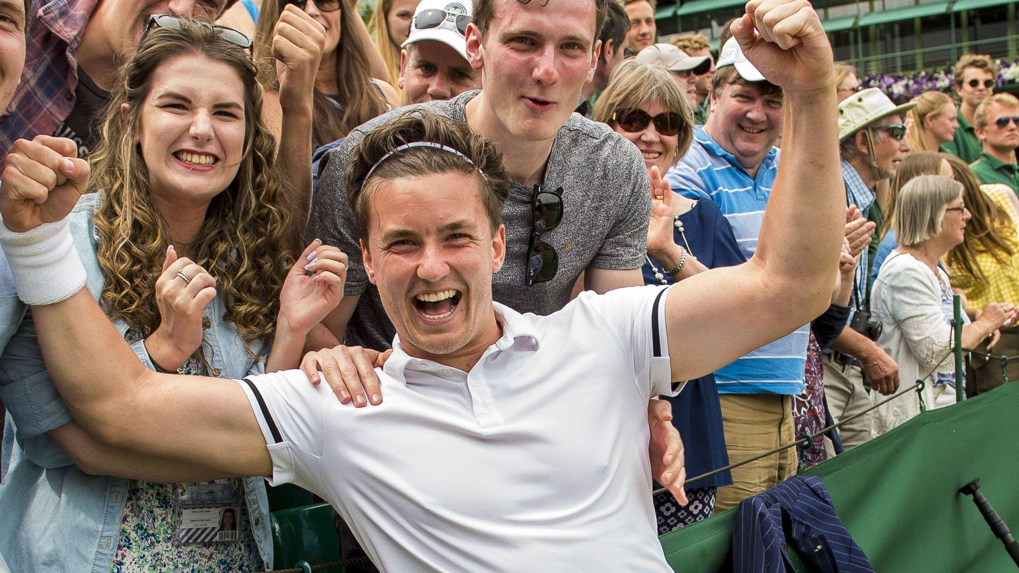 Gordon Reid celebrates his doubles success at Wimbledon