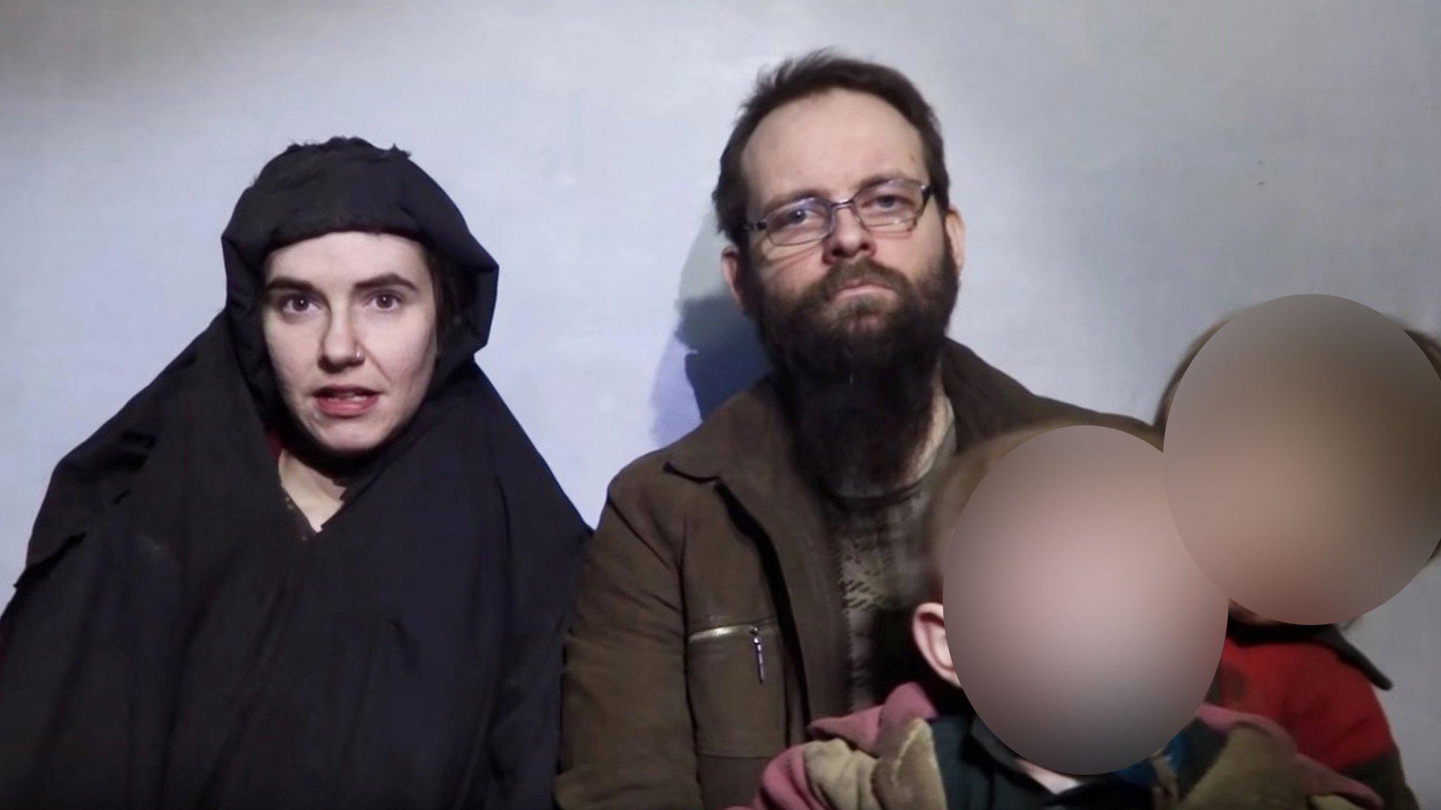 A still image from a video posted by Afghan insurgents on social media showing Caitlan Coleman, her Canadian husband Joshua Boyle and two boys