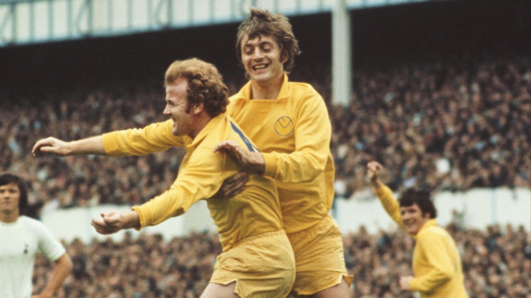 Billy Bremner and Allan Clarke celebrate a goal