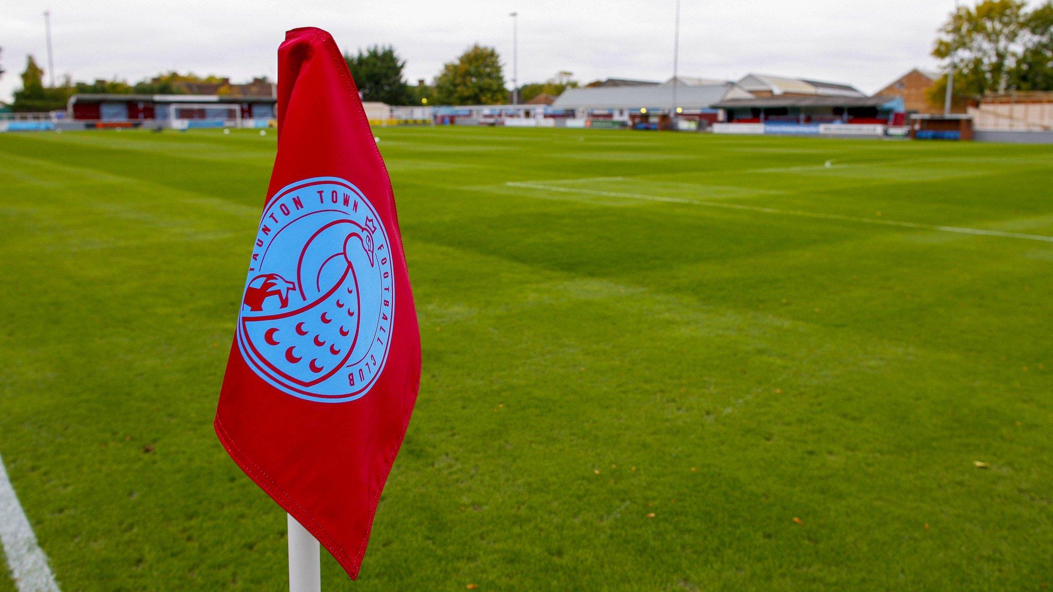 A Taunton Town corner flag inside their stadium