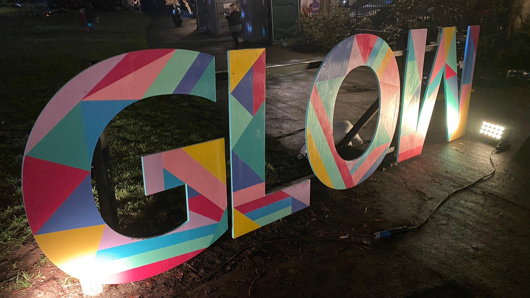 GLOW festival sign