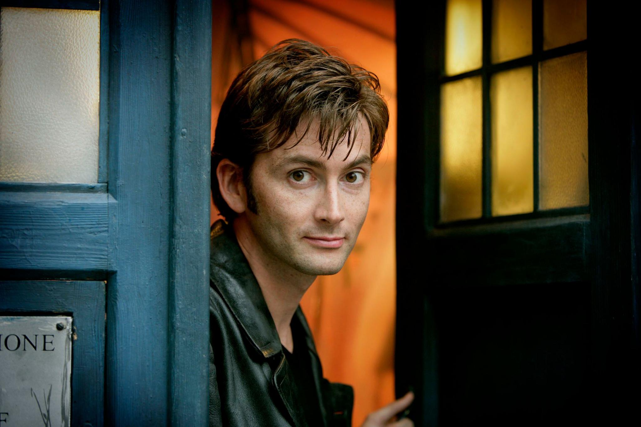 David Tennant (The Tenth Doctor) emerges from the TARDIS in The Christmas Invasion (2005)