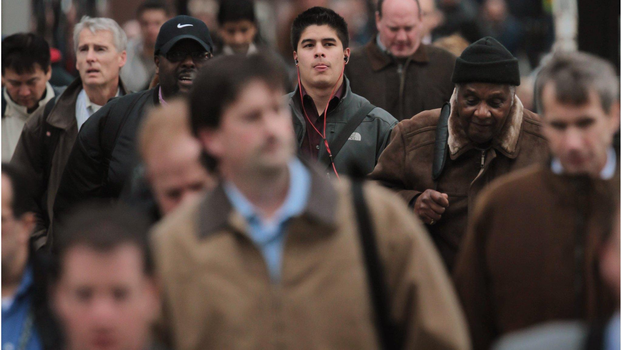 Crowd of Chicago commuters