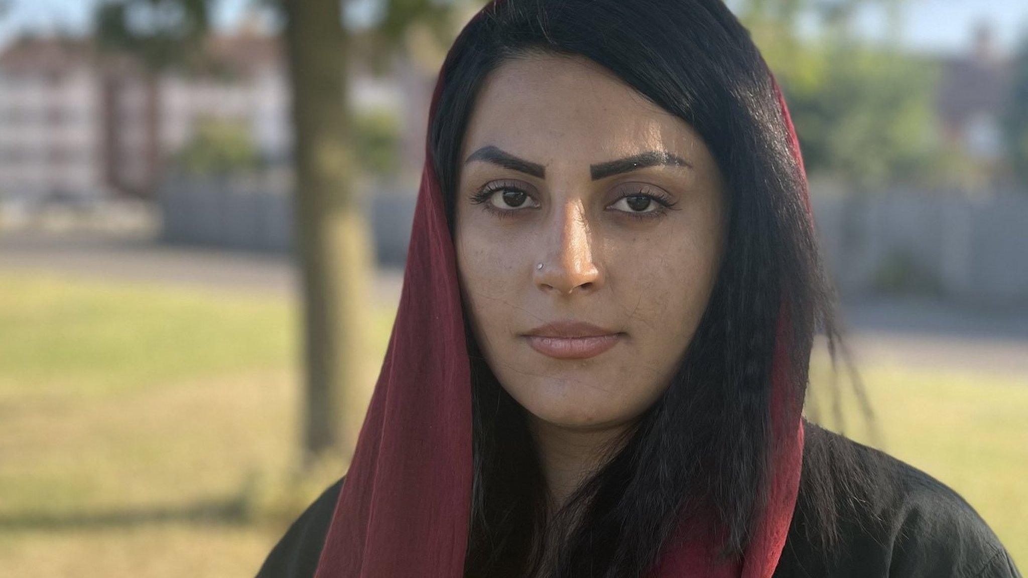 girl wearing scarf in the park