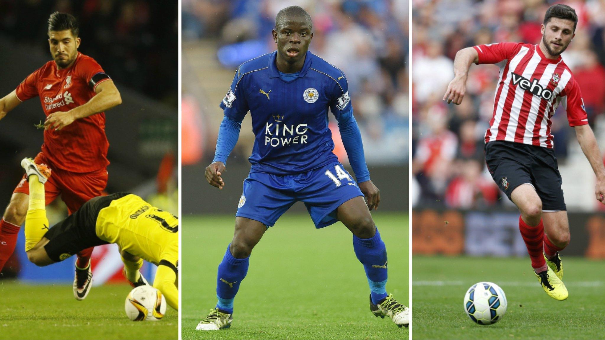 Emre Can, N'Golo Kante and Shane Long