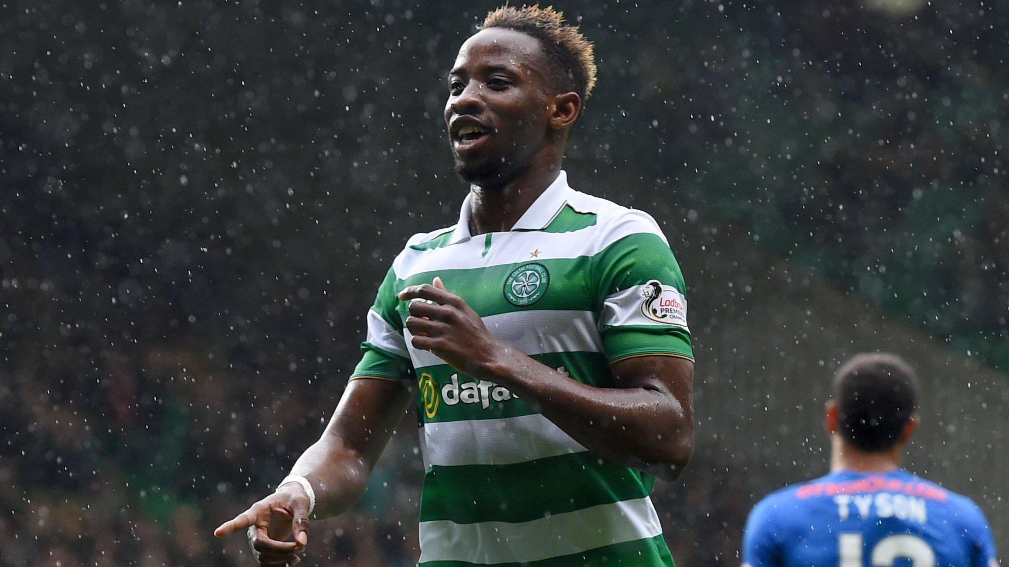 Moussa Dembele celebrates his second goal for Celtic