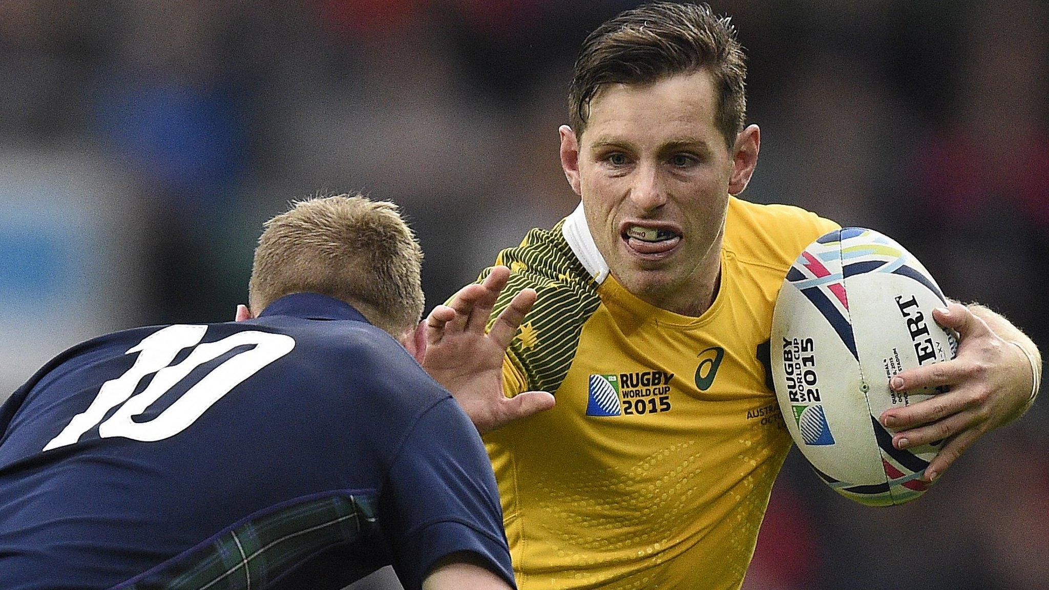 Bernard Foley in action against Finn Russell