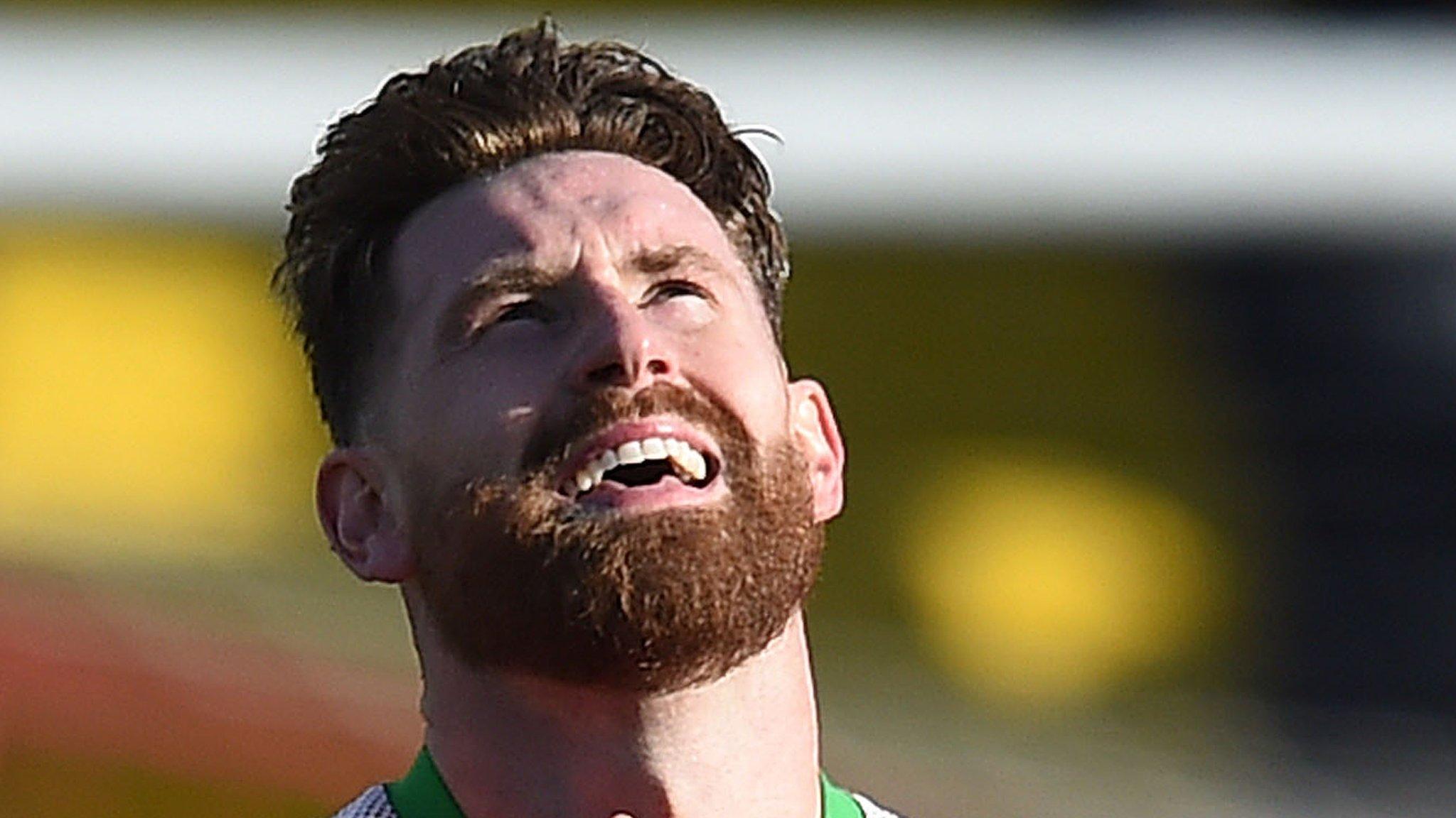 Garry Breen celebrates scoring the winner against Linfield