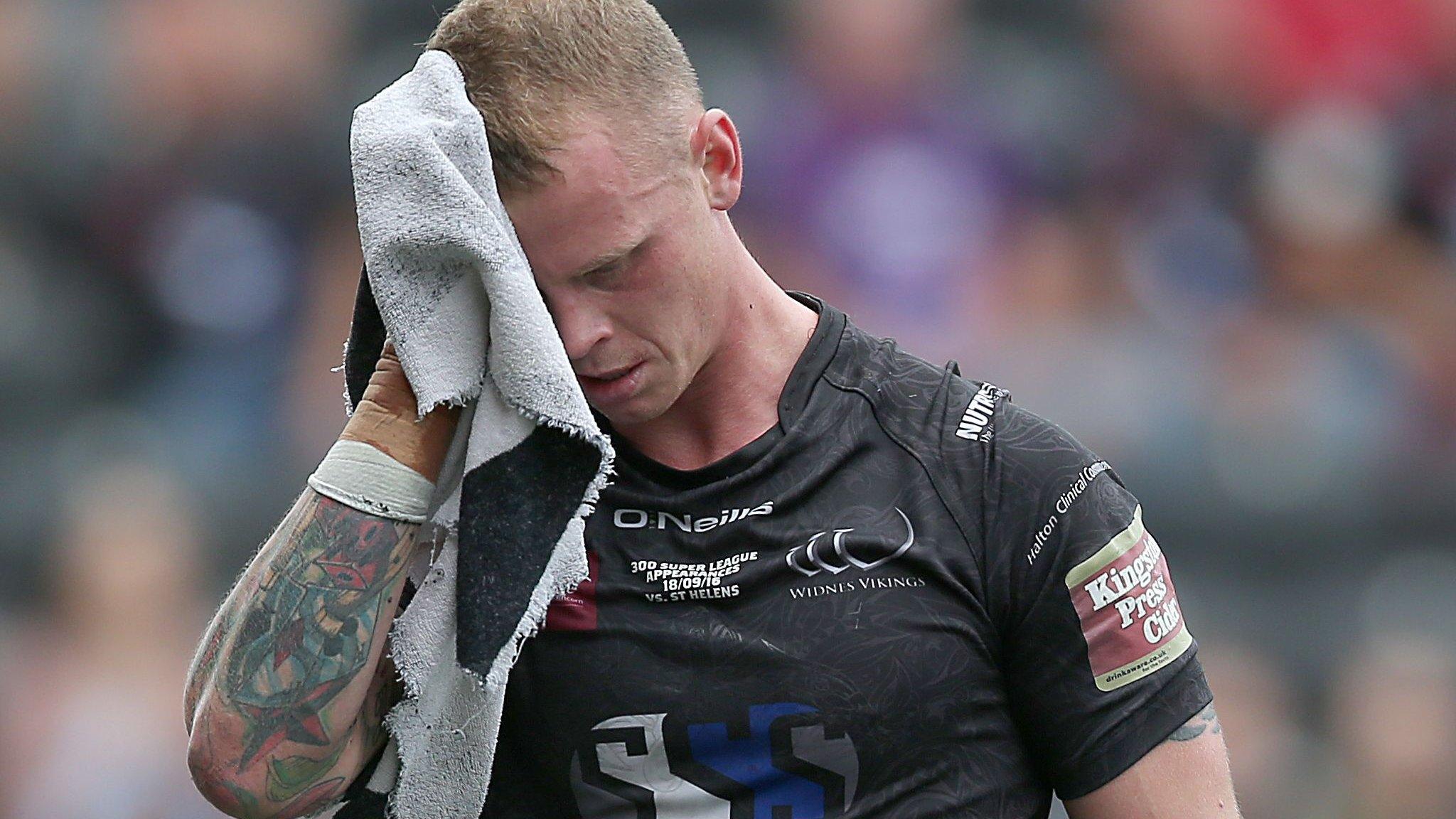 Widnes' Kevin Brown leaves the field