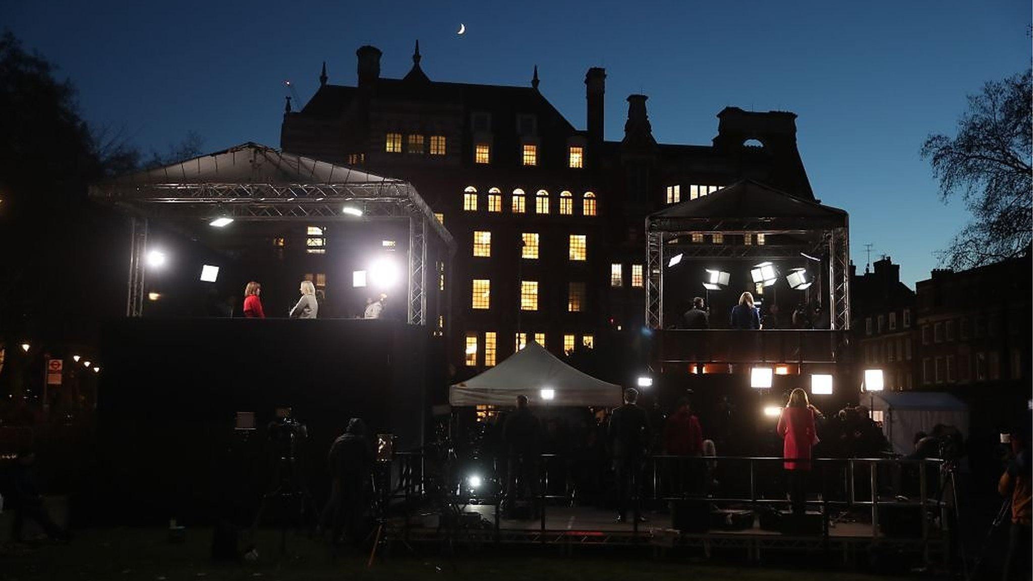 Media crew camped out on College Green