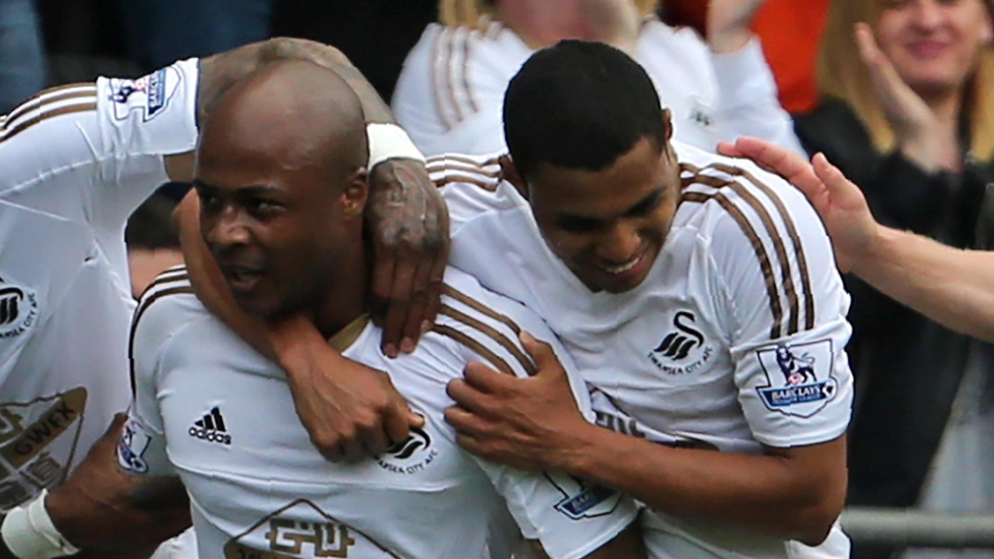 Andre Ayew scores against Man City