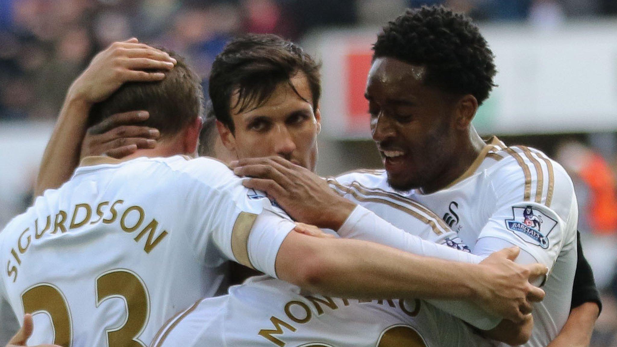 Swansea players celebrate
