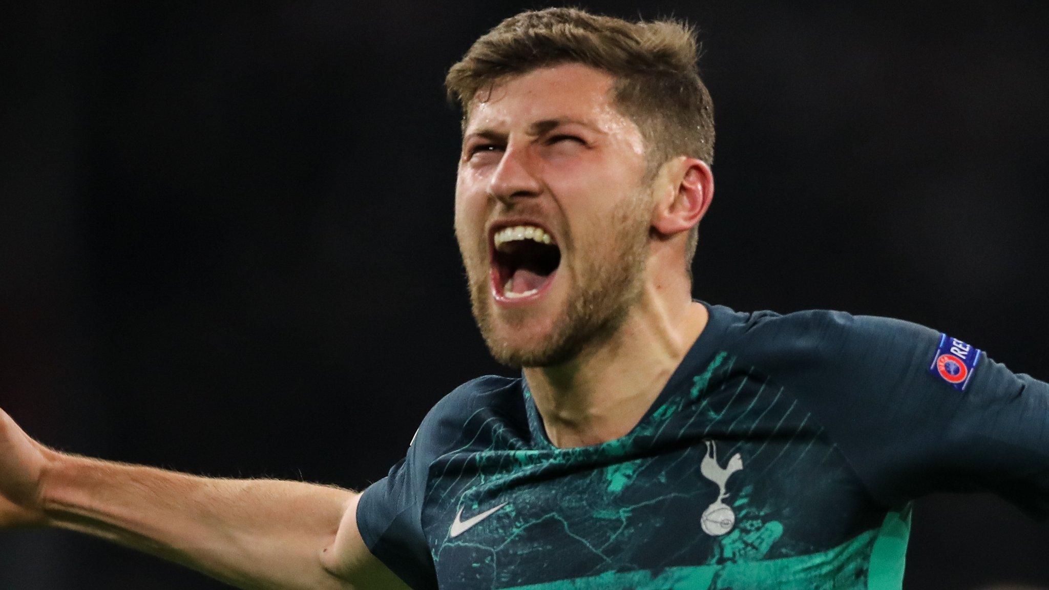 Ben Davies celebrates Tottenham's win at Ajax