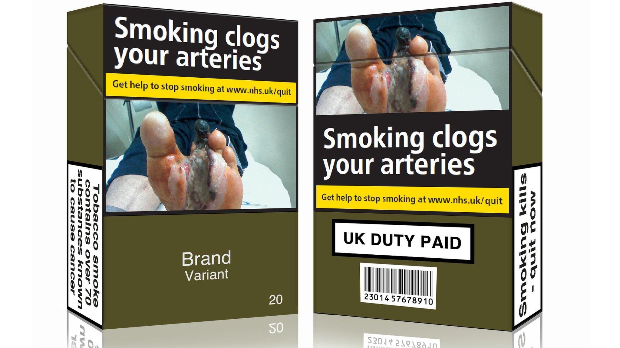 Mocked up cigarette packs