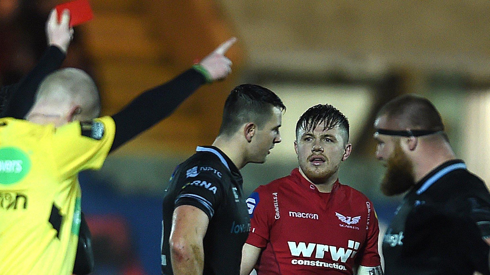 Scarlets wing Steff Evans is sent off