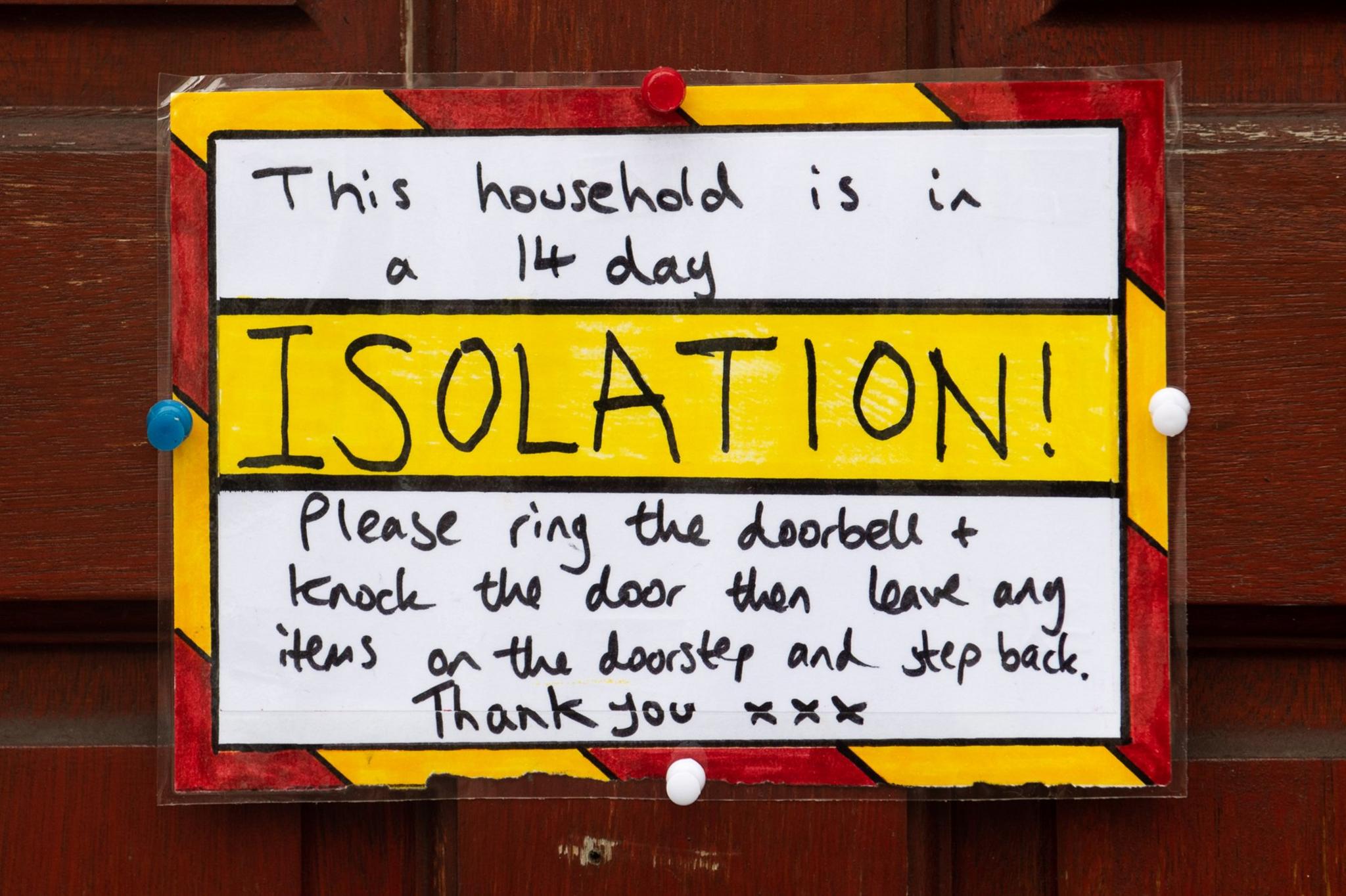 Self-isolation notice