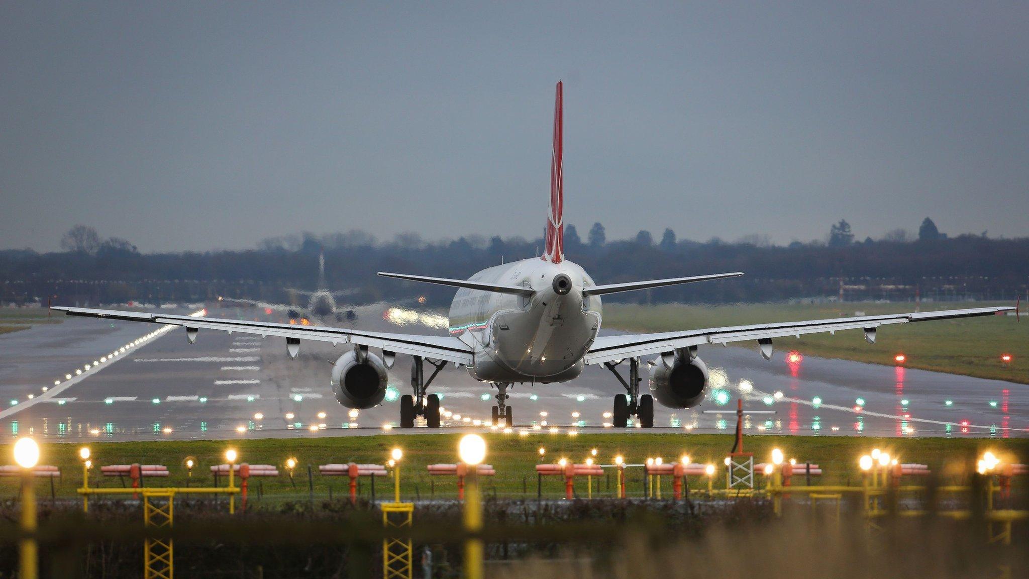 Aircraft on runway at Gatwick