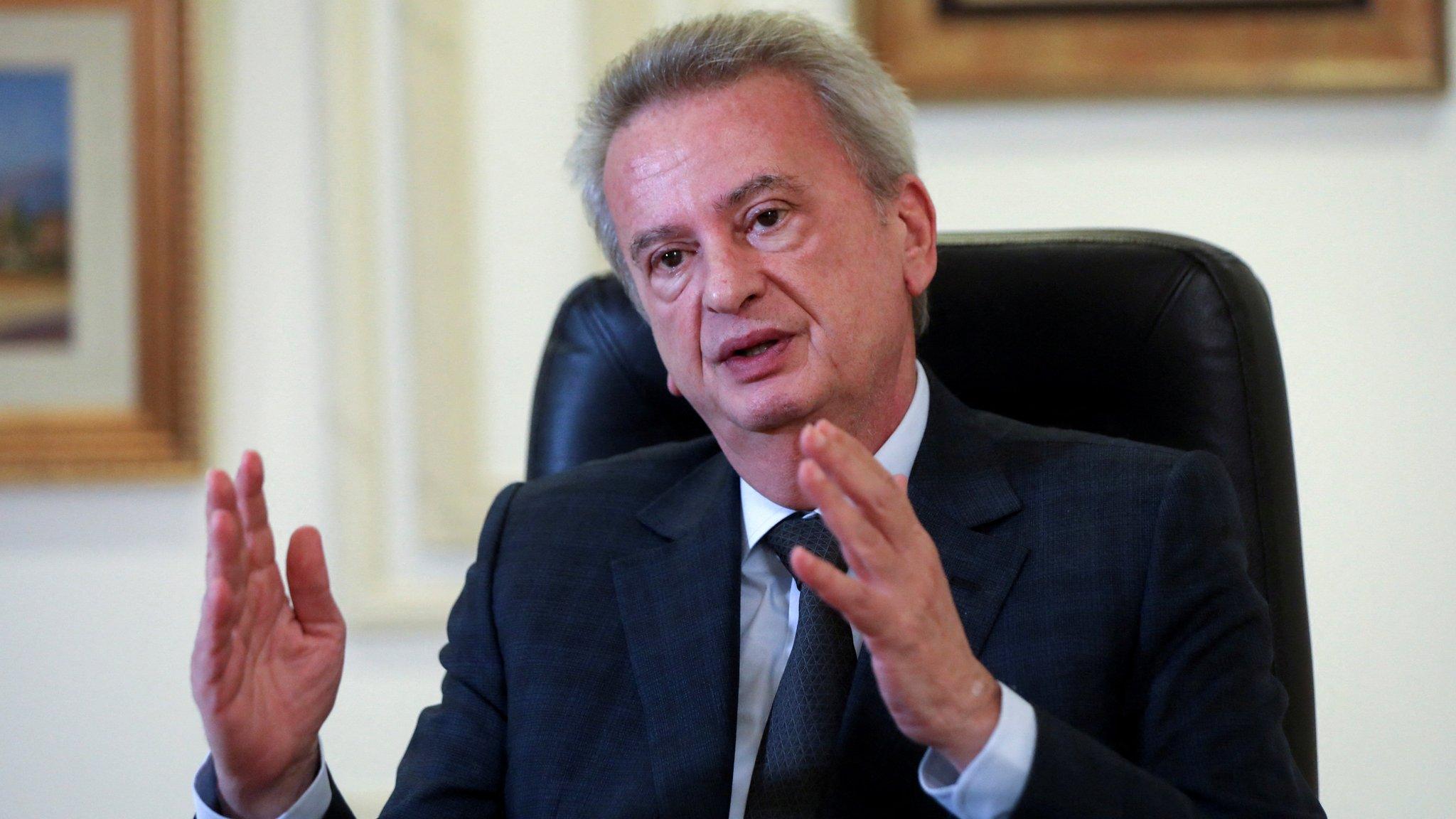 File photo showing Lebanon's central bank governor Riad Salameh speaking during an interview in Beirut, Lebanon (23 November 2021)