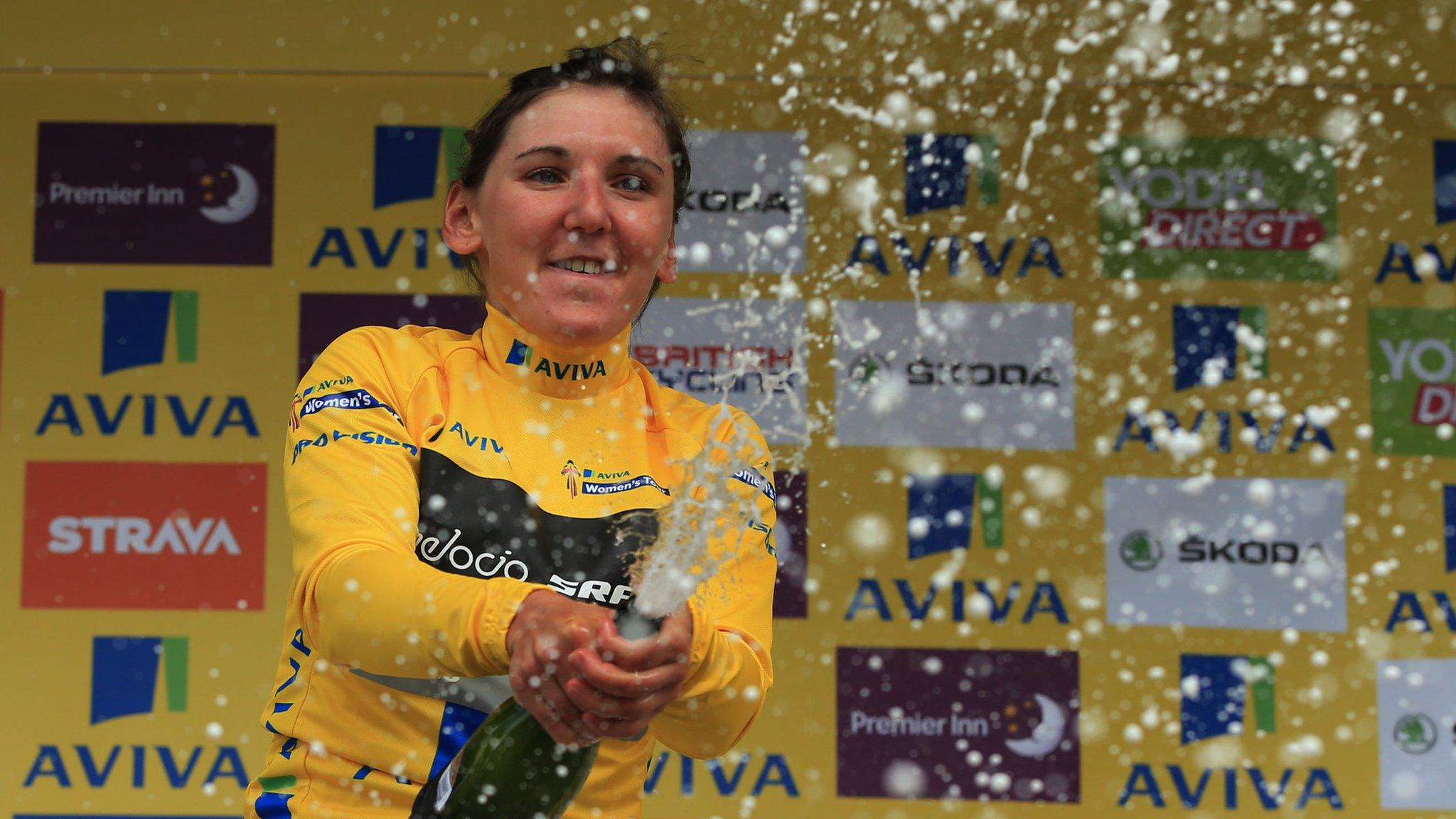 Germany's Lisa Brennauer celebrates winning the Women's Tour