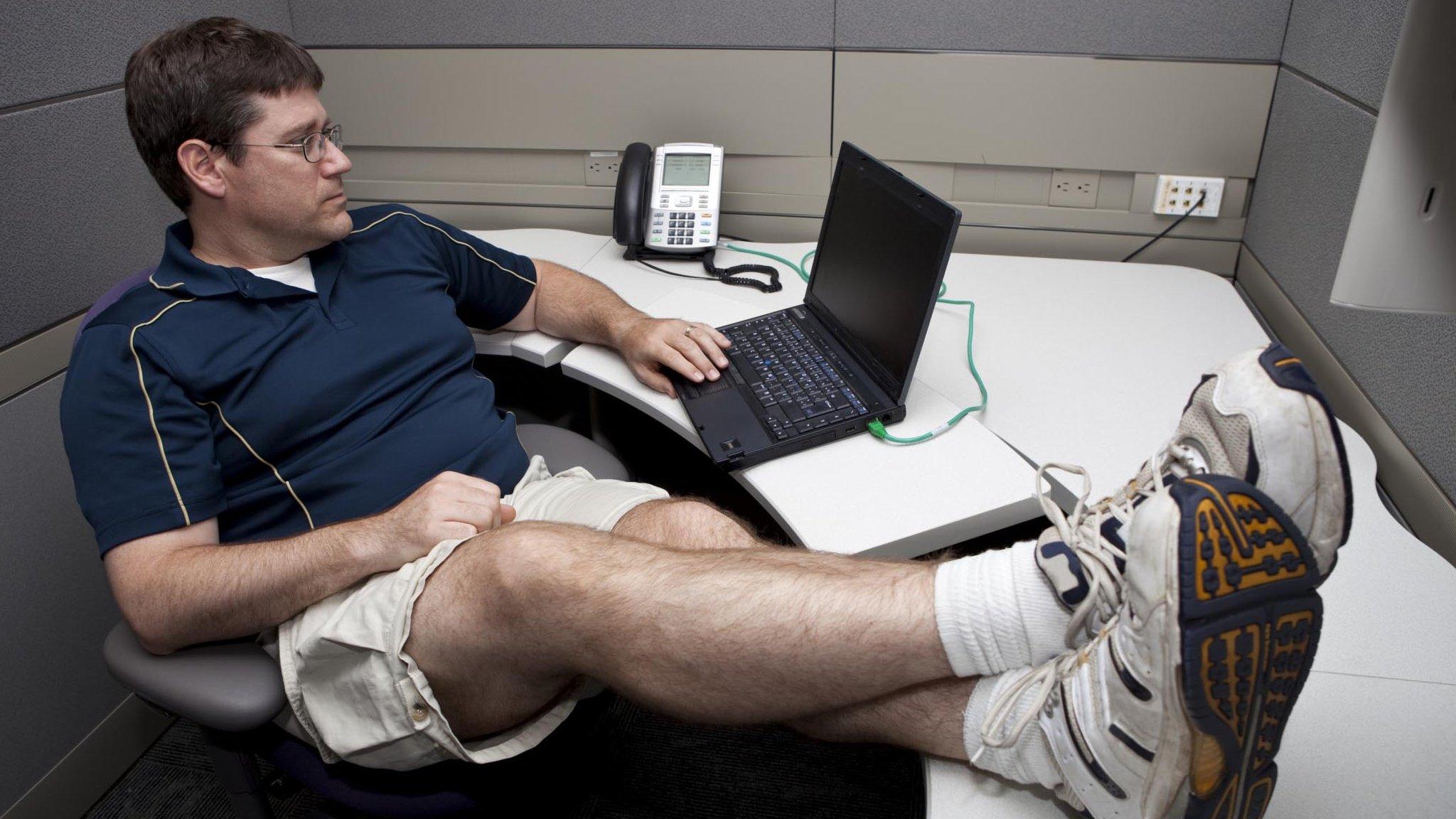 Office worker in shorts