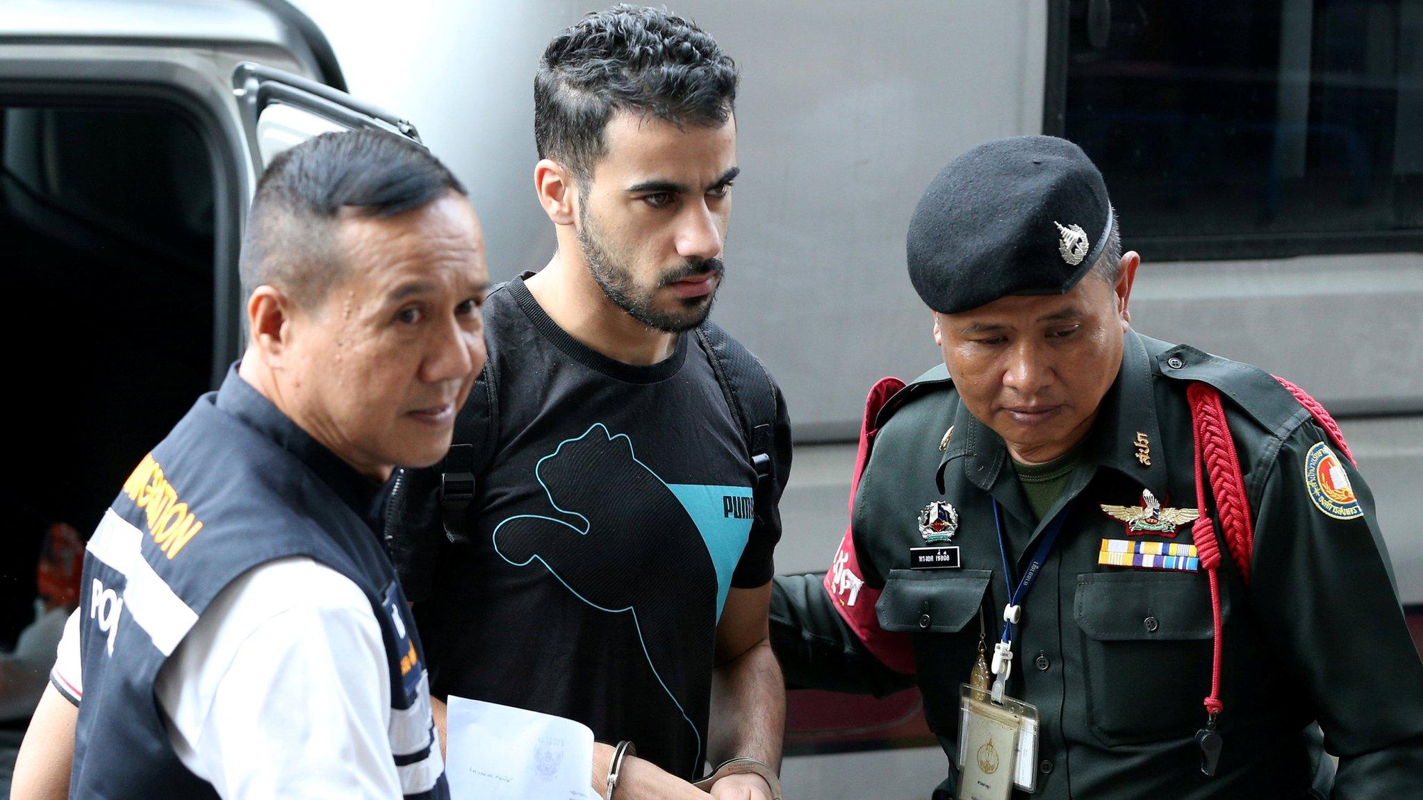 Hakeem Al-Araibi enters court for a hearing