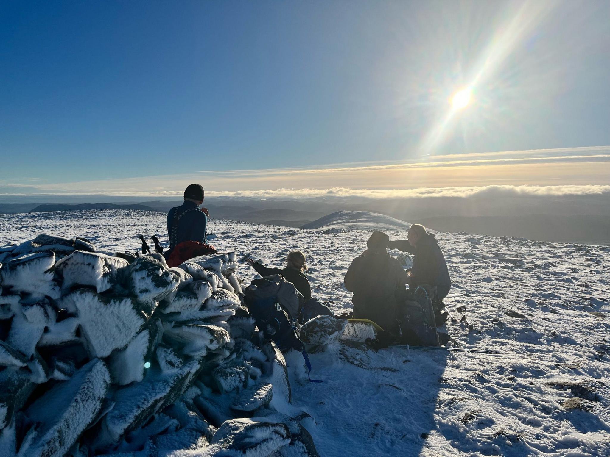 Hillwalkers sitting on a mountain