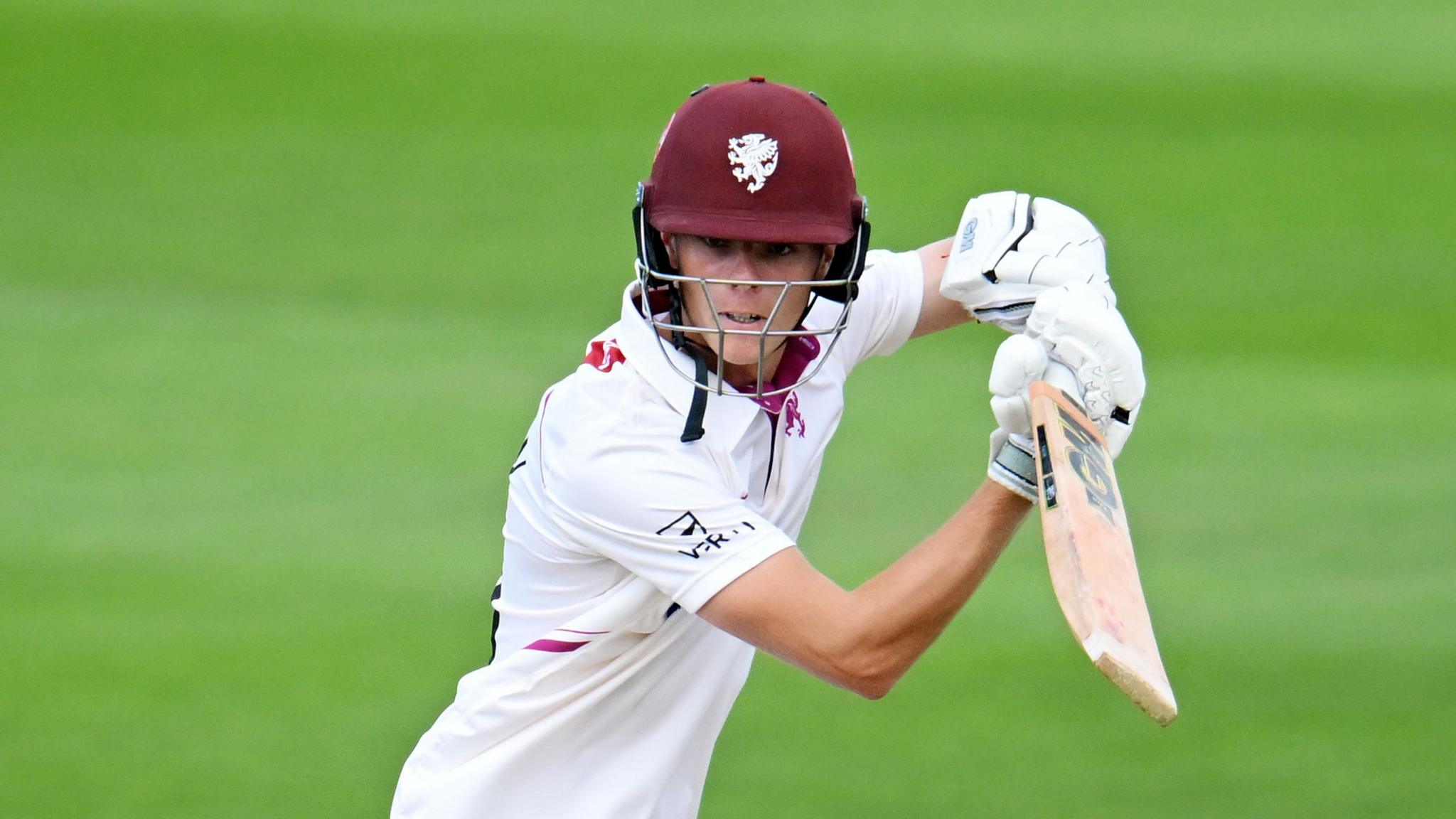 Somerset all-rounder Archie Vaughan in action on his debut