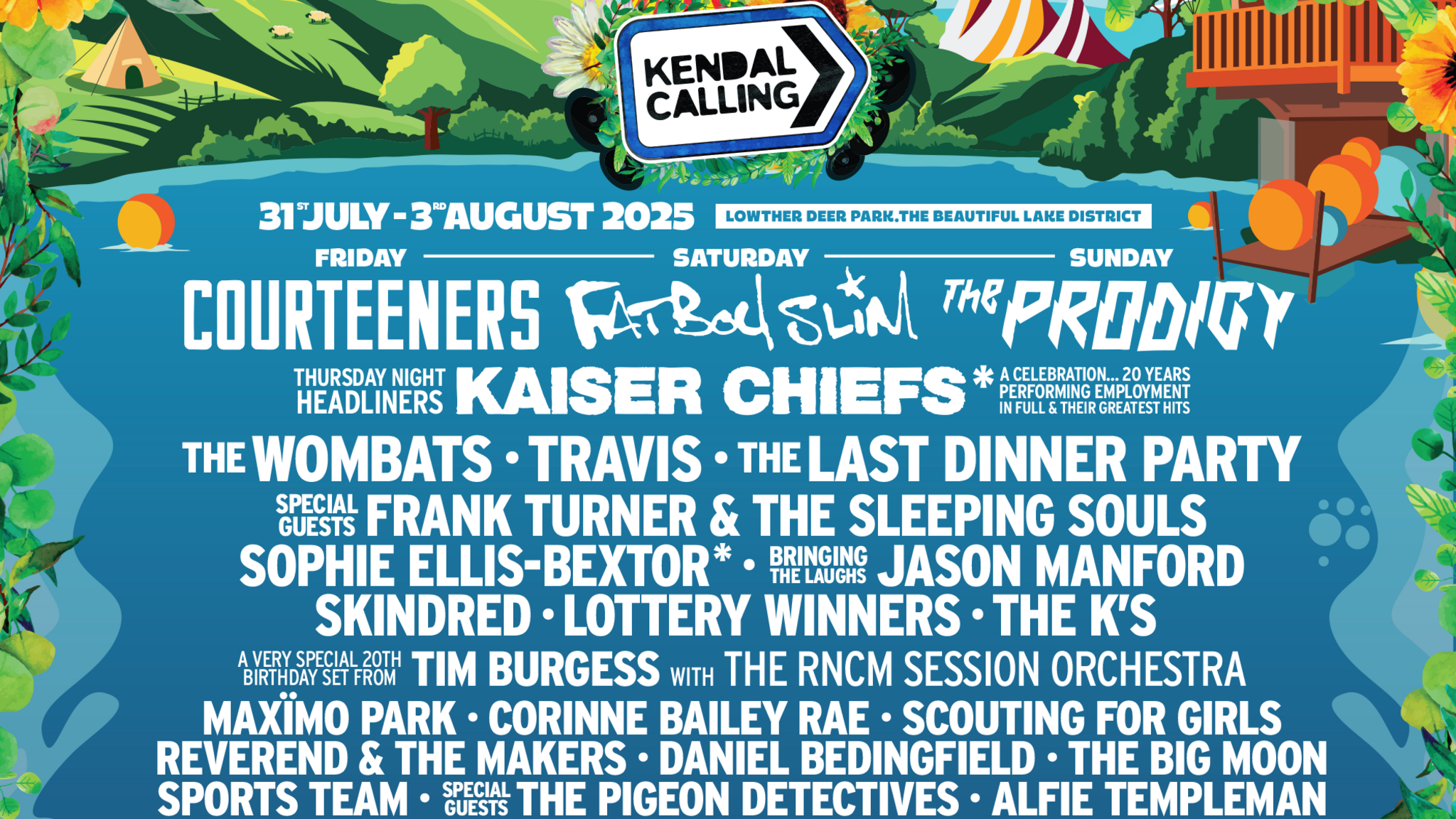 The official poster showing Kendal Calling's 2025 line-up