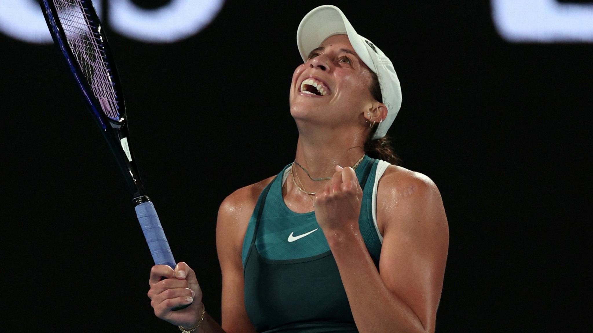 Madison Keys celebrates a point in her Australian Open semi-final win against Iga Swiatek