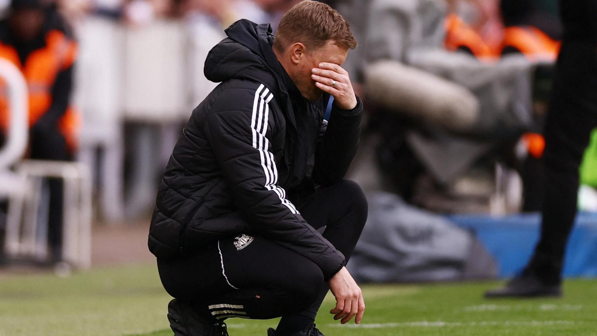 Newcastle United manager Eddie Howe reacts