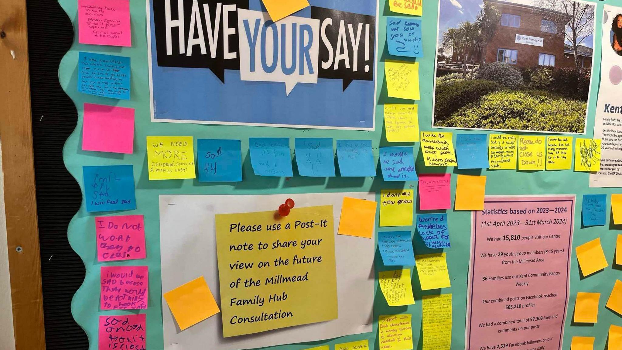 A notice board telling people about the consultation