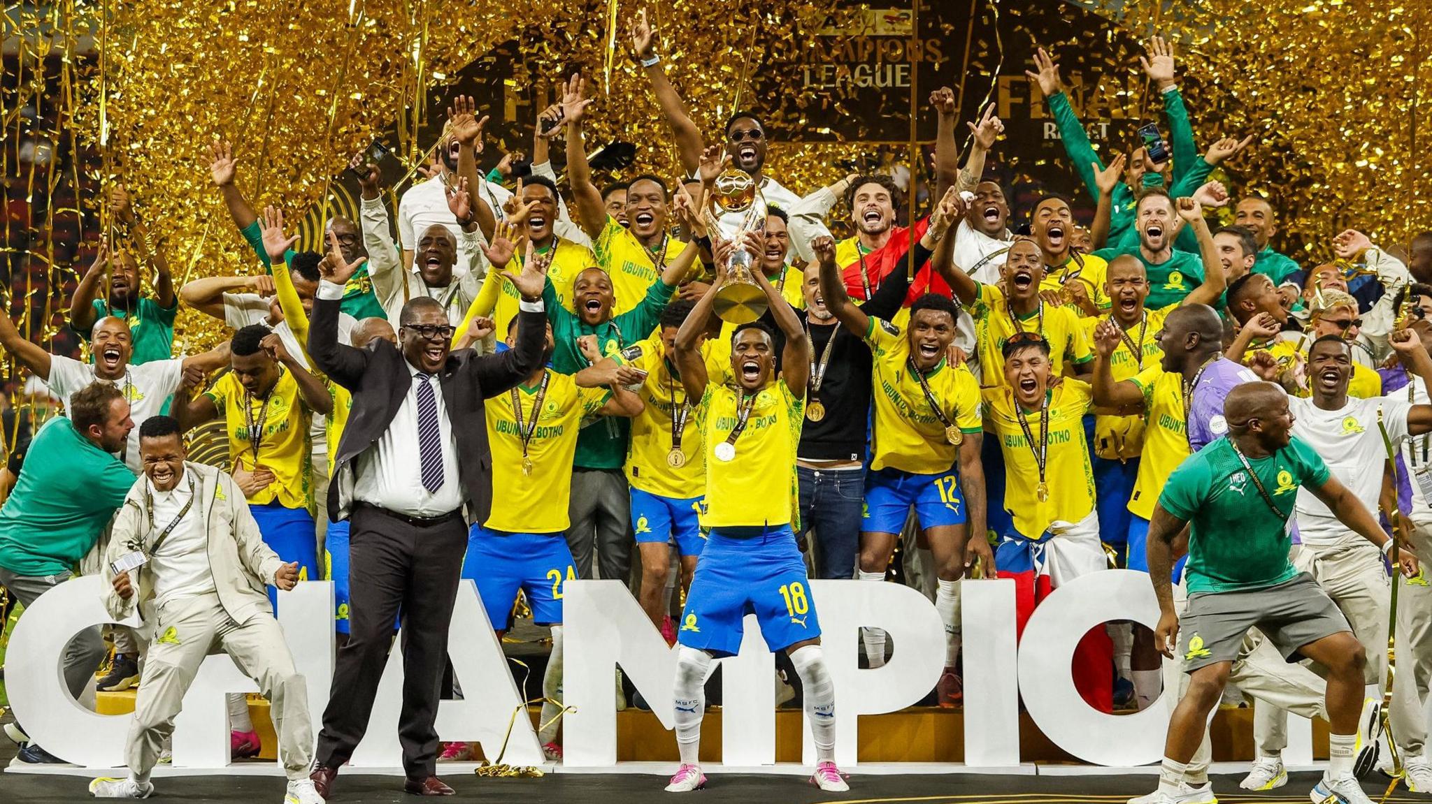 Mamelodi Sundowns celebrate with the African Champions League trophy