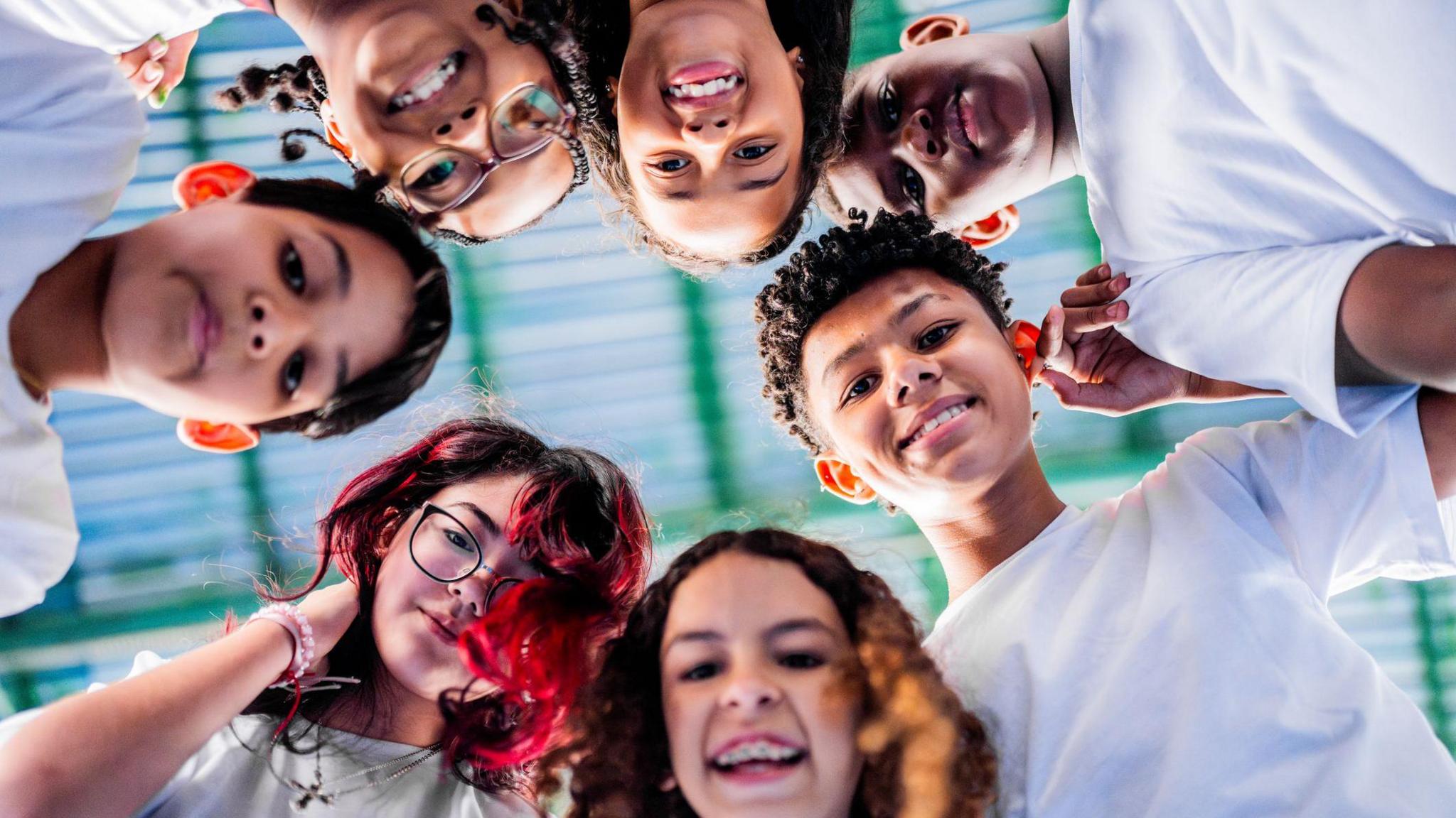 A group of children smiling