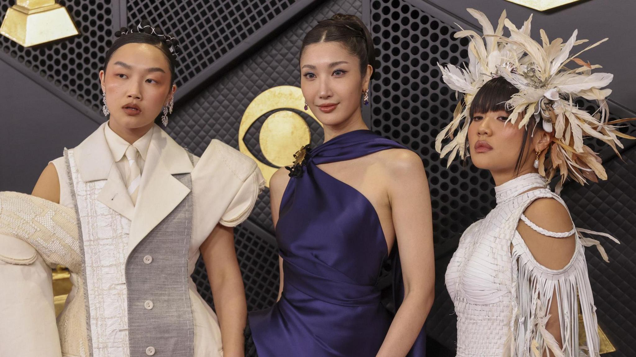 Audrey Nuna, EJAE, and Rei Ami on the red carpet ahead of the Grammys
