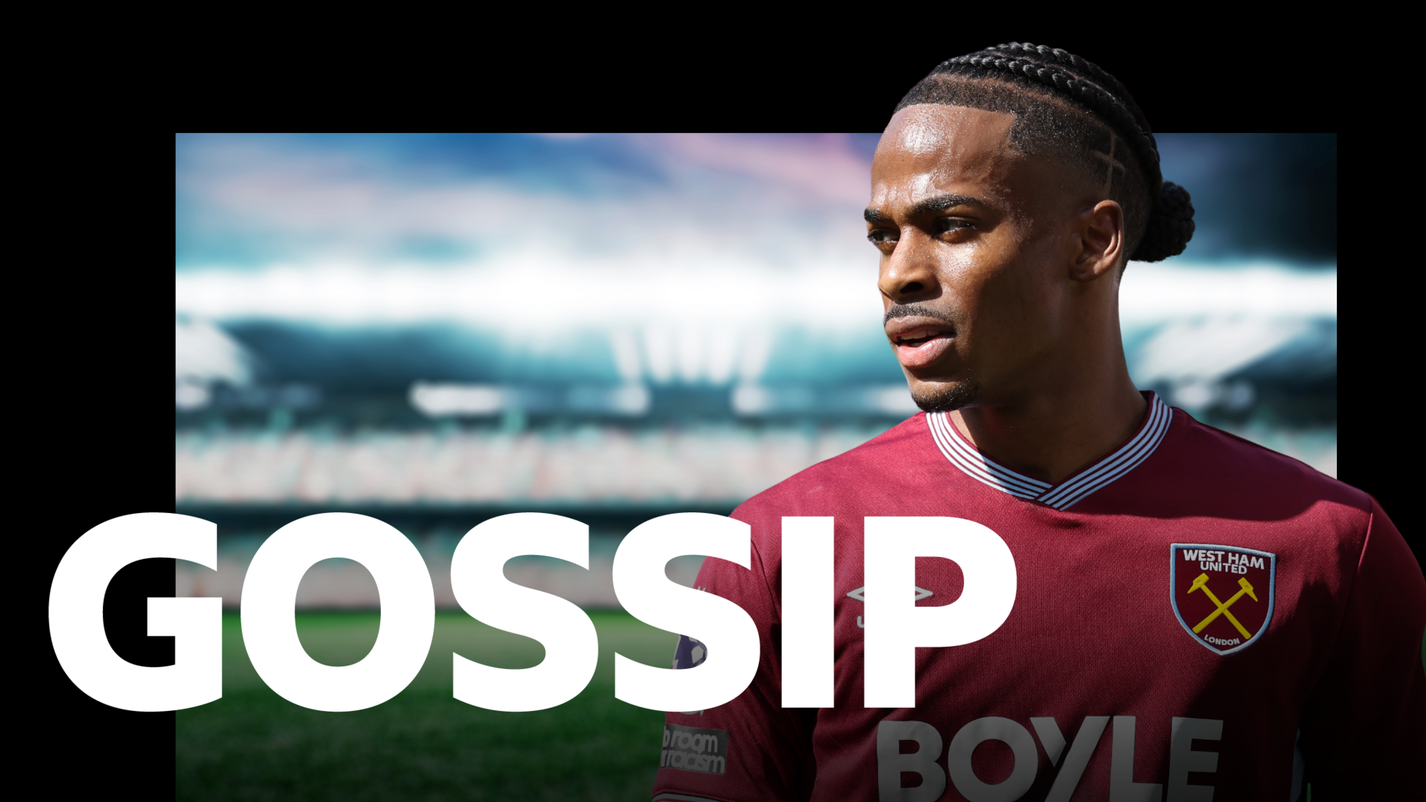 Crysencio Summerville behind a gossip graphic
