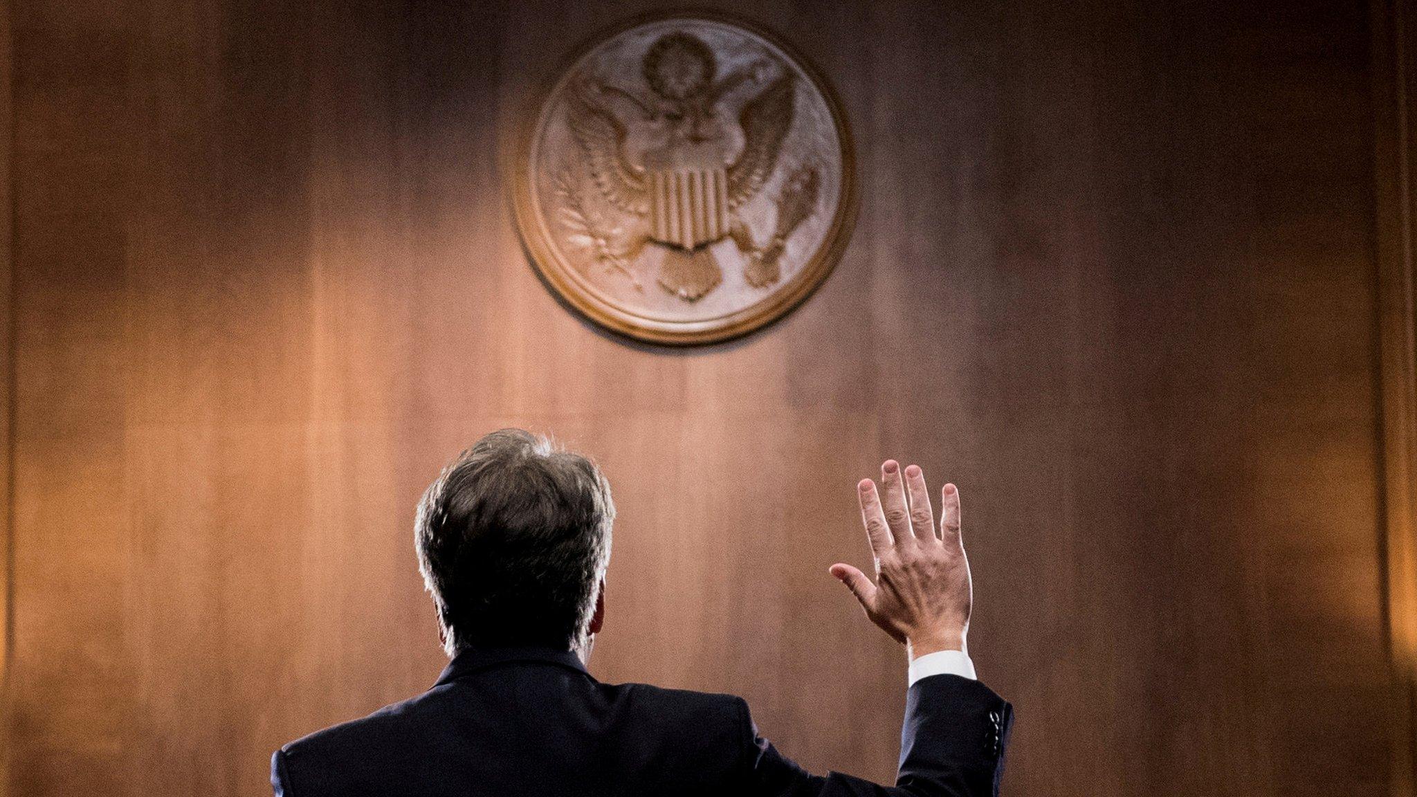 Judge Brett Kavanaugh is sworn in before testifying before the US Senate Judiciary Committee on Thursday