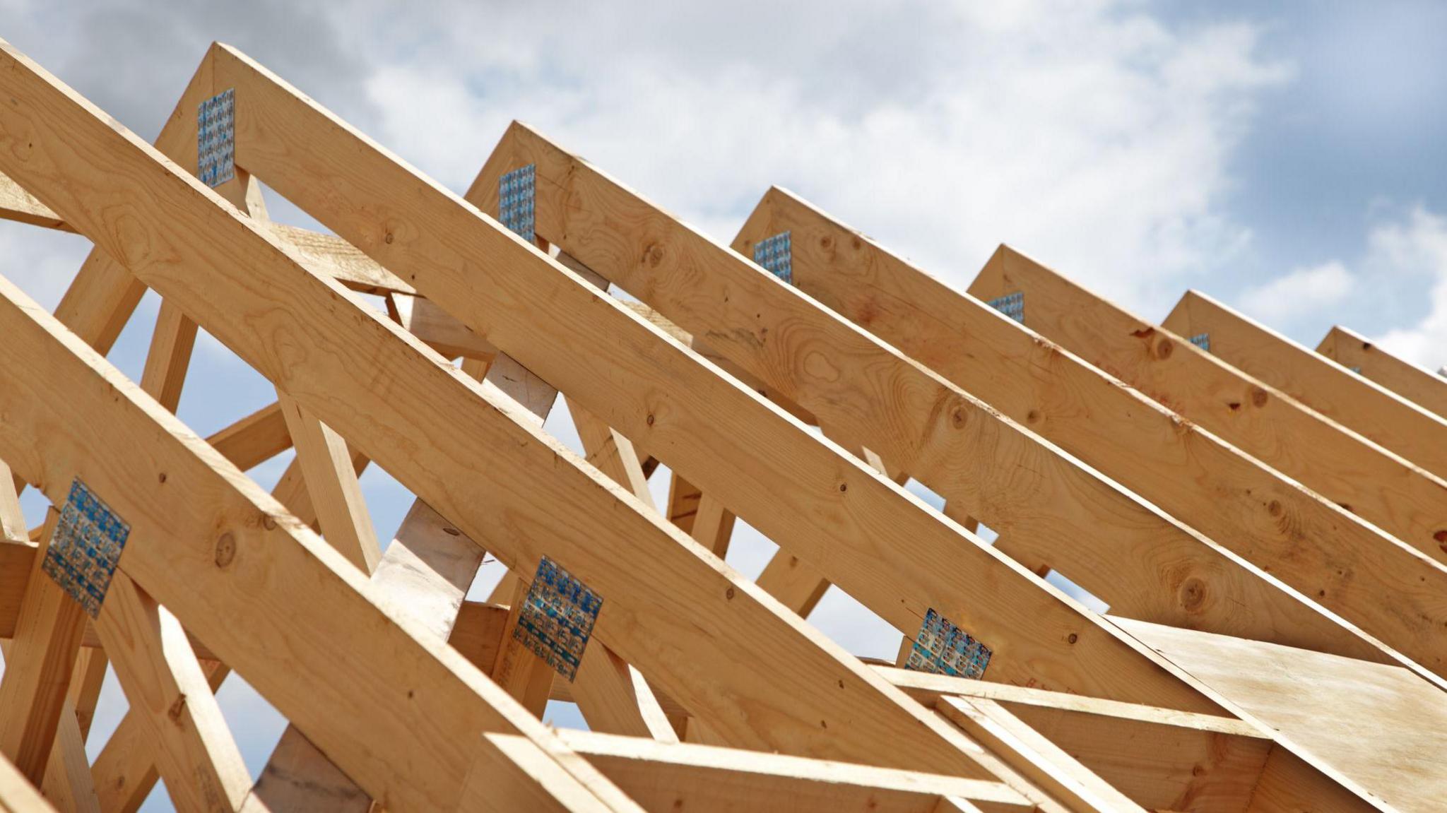 Wooden beams as part of a roof 