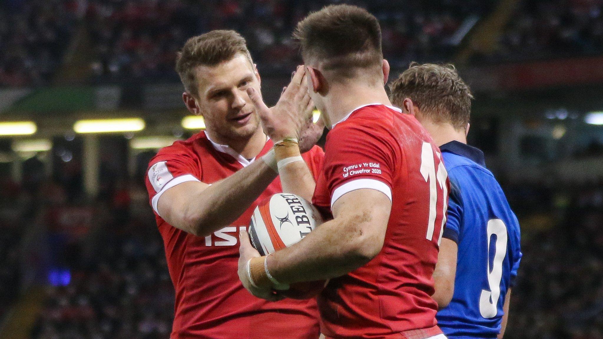 Wales celebrate try