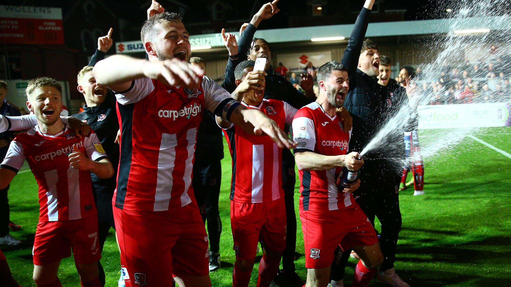 Exeter City players celebrate